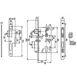 Vachette Serrure sûreté D45 à larder Urgence Emergency SAF Axe à 50 mm Réversib Kobleo Vachette Serrure sûreté D45 à larder Urgence Emergency SAF Axe à 50 mm Réversib Kobleo