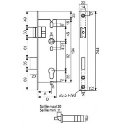Outillage Online Serrure de sûreté 2560 pêne réglable Axe à 32 mm Kobleo Outillage Online Serrure de sûreté 2560 pêne réglable Axe à 32 mm Kobleo