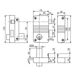 Iseo Serrure en applique verticale de sûreté à tirage City 5G Axe 45 mm gau Kobleo Iseo Serrure en applique verticale de sûreté à tirage City 5G Axe 45 mm gau Kobleo
