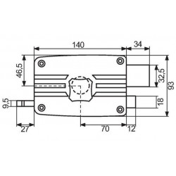 Vachette Serrure de sûreté à tirage 405 Axe 70 mm droite Kobleo