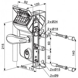 Locinox Serrure à code mécanique LMKQ40 Thermolaquée argent Profil 40 mm Axe à Locinox Kobleo