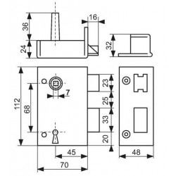 Thirard Serrure en applique verticale pour porte d'entrée Axe 45mm Gauche Kobleo
