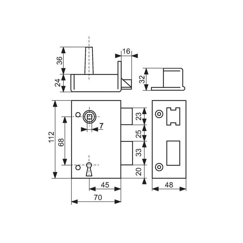 Thirard Serrure en applique verticale pour porte d'entrée Axe 45mm Gauche Kobleo Thirard Serrure en applique verticale pour porte d'entrée Axe 45mm Gauche Kobleo