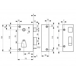 Thirard Serrure en applique de grille 75 x 130 mm droite 2 clés 37110 Thirard Kobleo