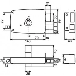 Thirard Serrure horizontale à double cylindre à tirage Droite Kobleo