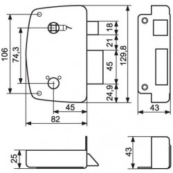 Thirard Serrure verticale à double cylindre à fouillot Gauche Kobleo