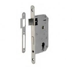 Thirard Serrure à encastrer tout inox Droite Axe à 50 mm pour cylindre 2 tours Kobleo