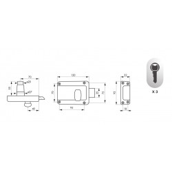 Thirard Serrure sûreté cylindre bouton poussoir 120x90mm droite laqué gris poi Kobleo