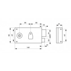 Thirard Serrure de grille et portail 140 x 82 mm gauche en inox 4 gorges Kobleo