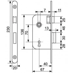 Thirard Serrure à encastrer à gorges Axe 40 mm réversible clé L Kobleo