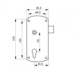 Thirard Serrure de grille et portail pêne réglable 13 mm carré 7 mm finition n Kobleo
