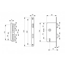 Thirard Serrure à encastrer pdt 1/2 T entraxe 72 mm droite 1 clé 55002 Thirard Kobleo