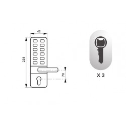 Thirard Serrure combinaison chromées mat béquille double serrure encastrer ent Kobleo