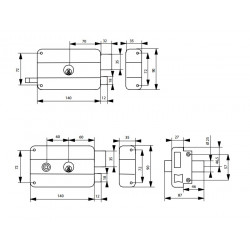 Thirard Serrure en applique à double cylindre à fouillot droite 8116 Thirard Kobleo