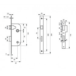 Thirard Serrure à encastrer axe 40 mm à condamnation BR têtière inox sans gâch Kobleo