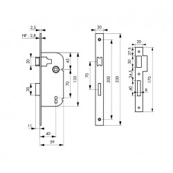 Thirard Serrure à encastrer axe 40 mm PDT ½ tour BR 1 clé têtière inox sans gâ Thirard Kobleo