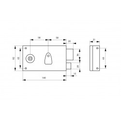 Thirard Serrure en applique 4 gorges à fouillot 140 x 82 mm droite 900113 Thirard Kobleo