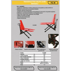Stockman Transpalette haute levée manuel HL540M 1000kg 1165x540mm Stockman Kobleo