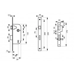Thirard Serrure à encastrer 3 gorges axe 40 mm V/BR 2 clés 901103 Thirard Kobleo