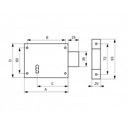 Thirard Serrure en applique pêne dormant 140 x 80 mm droite 2 clés 90117 Thirard Kobleo