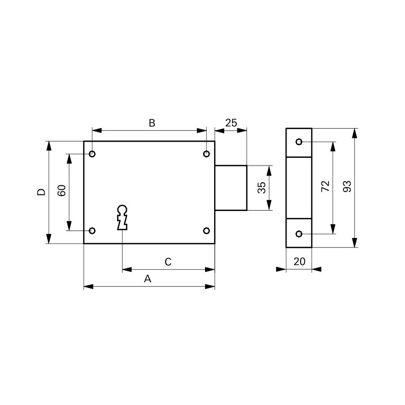 Thirard Serrure en applique pêne dormant 140 x 80 mm droite 2 clés 90117 Thirard Kobleo Thirard Serrure en applique pêne dormant 140 x 80 mm droite 2 clés 90117 Thirard Kobleo