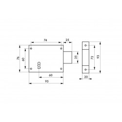 Thirard Serrure en applique pêne dormant 95 x 76 mm droite 2 clés 92117 Thirard Kobleo