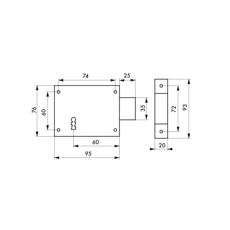 Thirard Serrure en applique pêne dormant 95 x 76 mm droite 2 clés 92117 Thirard Kobleo Thirard Serrure en applique pêne dormant 95 x 76 mm droite 2 clés 92117 Thirard Kobleo