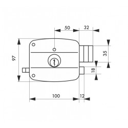 Thirard Serrure en applique à DC à tirage 100 x 97 mm droite 94695 Thirard Kobleo