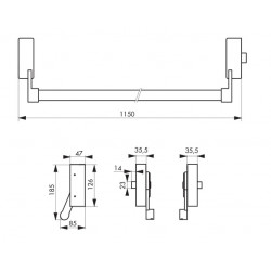 Thirard Serrure anti-panique réversible 2/3 points haut bas laqué noir porte m Kobleo