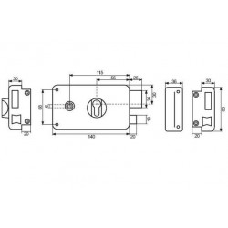 Thirard Serrure de sûreté à fouillot Classique Axe 55 mm gauche Kobleo