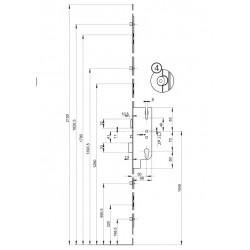 Thirard Serrure encastrer 5 points FERCOMATIC R4 50mm carré 7mm poignée 1045mm Kobleo