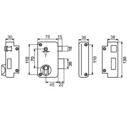 Thirard Serrure de sûreté verticale à fouillot 9816 Axe 45 mm droite Kobleo