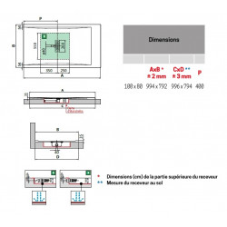 Novellini Receveur de douche en acrylique 100 x 80 x H.3,5 cm blanc mat CUSTOM Kobleo