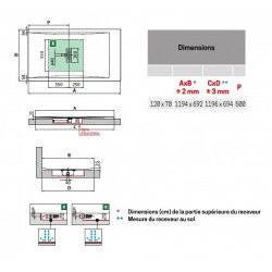 Novellini Receveur de douche en acrylique 120 x 70 x H.3,5 cm blanc mat CUSTOM Kobleo