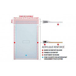 Novellini Receveur de douche en acrylique 160 x 70 x H.3,5 cm blanc mat CUSTOM Kobleo