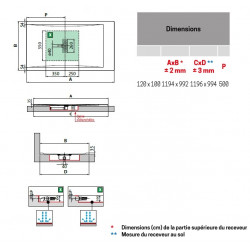 Novellini Receveur de douche en acrylique 160 x 90 x H.3,5 cm blanc mat CUSTOM Kobleo