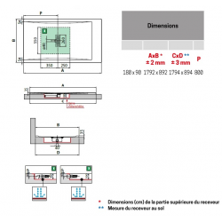 Novellini Receveur de douche en acrylique 180 x 90 x H.3,5 cm blanc mat CUSTOM Kobleo