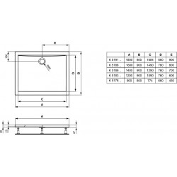 Ideal standard Receveur de douche rectangulaire Ultra Flat 180 x 80 cm antidérapant K Kobleo Ideal standard Receveur de douche rectangulaire Ultra Flat 180 x 80 cm antidérapant K Kobleo