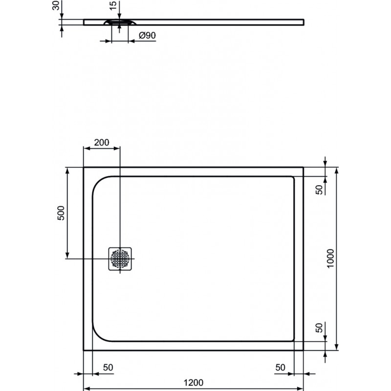 Ideal standard Receveur de douche rectangulaire Ultra Flat S 120 x 100 cm Blanc pur K Kobleo Ideal standard Receveur de douche rectangulaire Ultra Flat S 120 x 100 cm Blanc pur K Kobleo