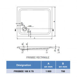 Leda Receveur de douche rectangle 700x1000mm Profondeur 50mm blanc FRISBEE Kobleo
