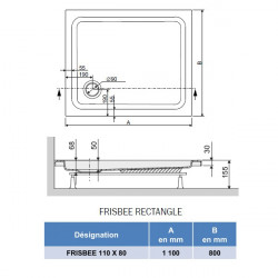 Leda Receveur de douche rectangle 800x1100mm Profondeur 50mm blanc FRISBEE Kobleo