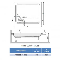 Leda Receveur de douche rectangle 900x750mm Profondeur 90mm blanc FRISBEE Kobleo