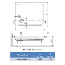Leda Receveur de douche rectangle 1000x700mm Profondeur 90mm blanc FRISBEE Kobleo