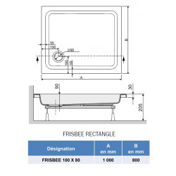 Leda Receveur de douche rectangle 1000x800mm Profondeur 90mm blanc FRISBEE Kobleo