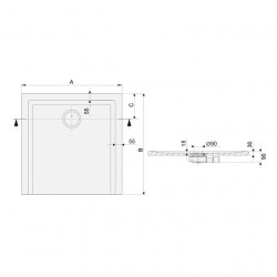 Leda Receveur de douche carré 700x700 mm antidérapant blanc SPACE MINÉRAL S Kobleo