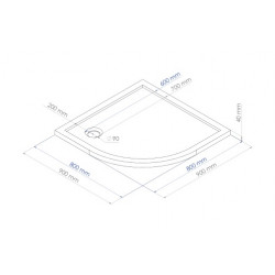 Ondée Receveur de douche quart de cercle 90 x 90 cm en SMC coloris blanc BUL Kobleo