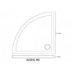 Ondée Receveur de douche acrylique quart de cercle 90x90x3 cm ACRYL1/4CERCLE Kobleo