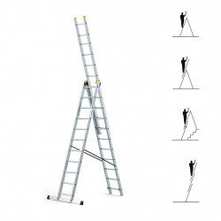Hoström Echelle 3 plans StablePRO 3x11 marches hauteur travail max 7,35m Hostrom Kobleo Hoström Echelle 3 plans StablePRO 3x11 marches hauteur travail max 7,35m Hostrom Kobleo