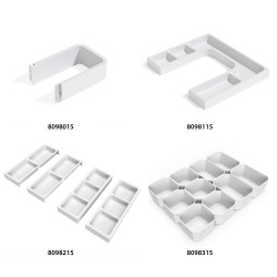 Emuca Lot de 4 Organisateurs latéraux Tidy en plastique blanc 8098215 Emuca Kobleo