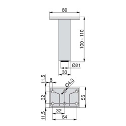 Emuca Pied pour meubles Smartfeet 1 central 100-110mm blanc 2023512 Emuca Kobleo